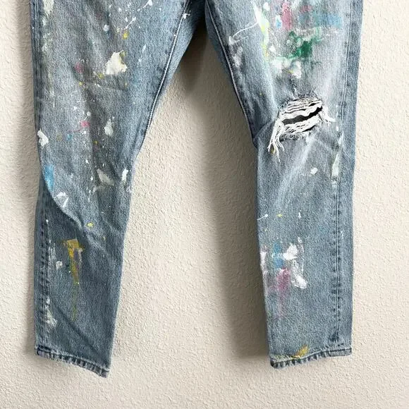 Levi's 501 Skinny Upcycled Jeans Women's 27 Paint Splatter Distressed High Rise - Picture 3 of 10